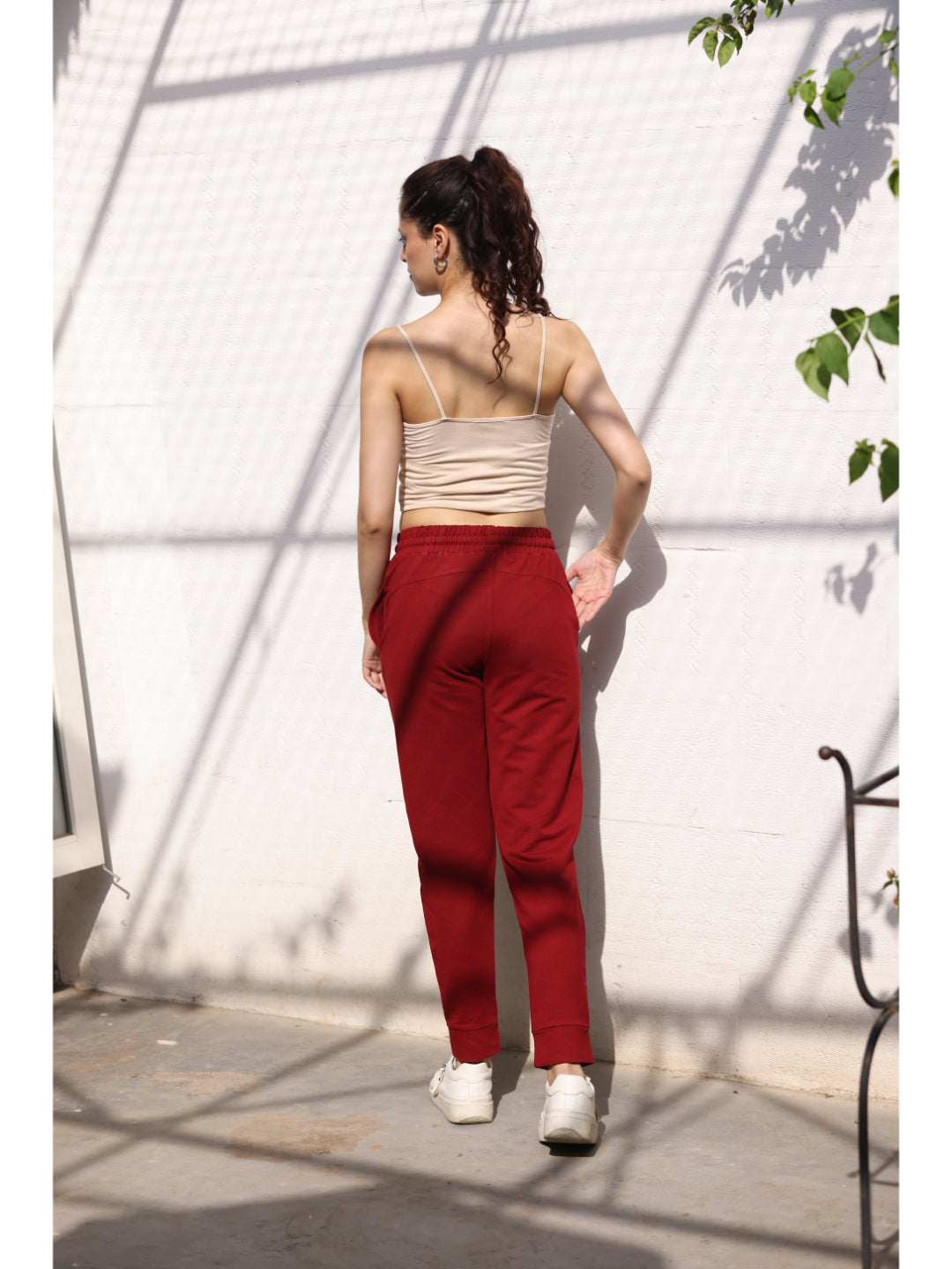 Maroon Everyday Comfort Joggers for Women backview