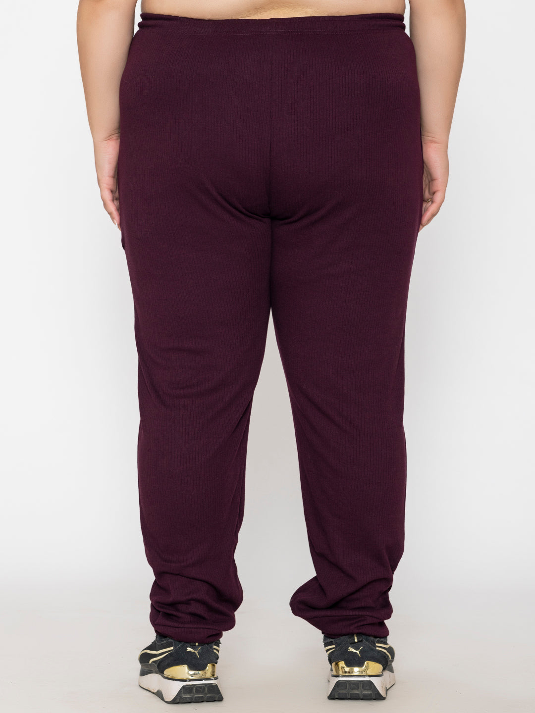 Plus Size Joggers for Women in Wine- Backview