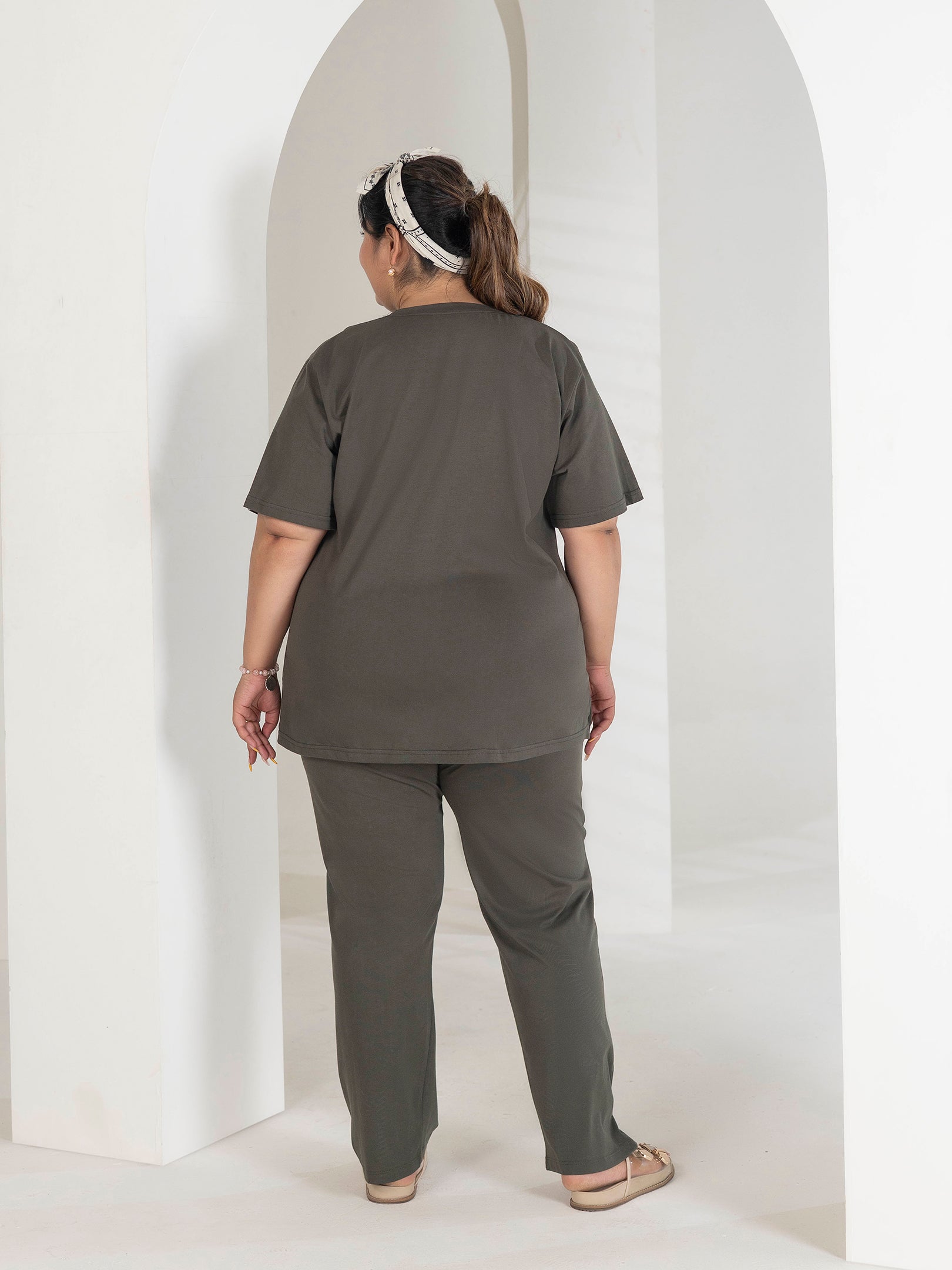 Premium Night Suit Plus Size For Ladies (Olive)