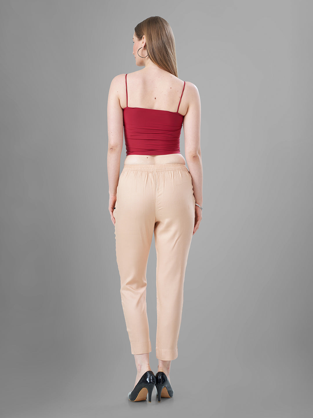 Skin Trendy straight Kurti Pants for Women back view