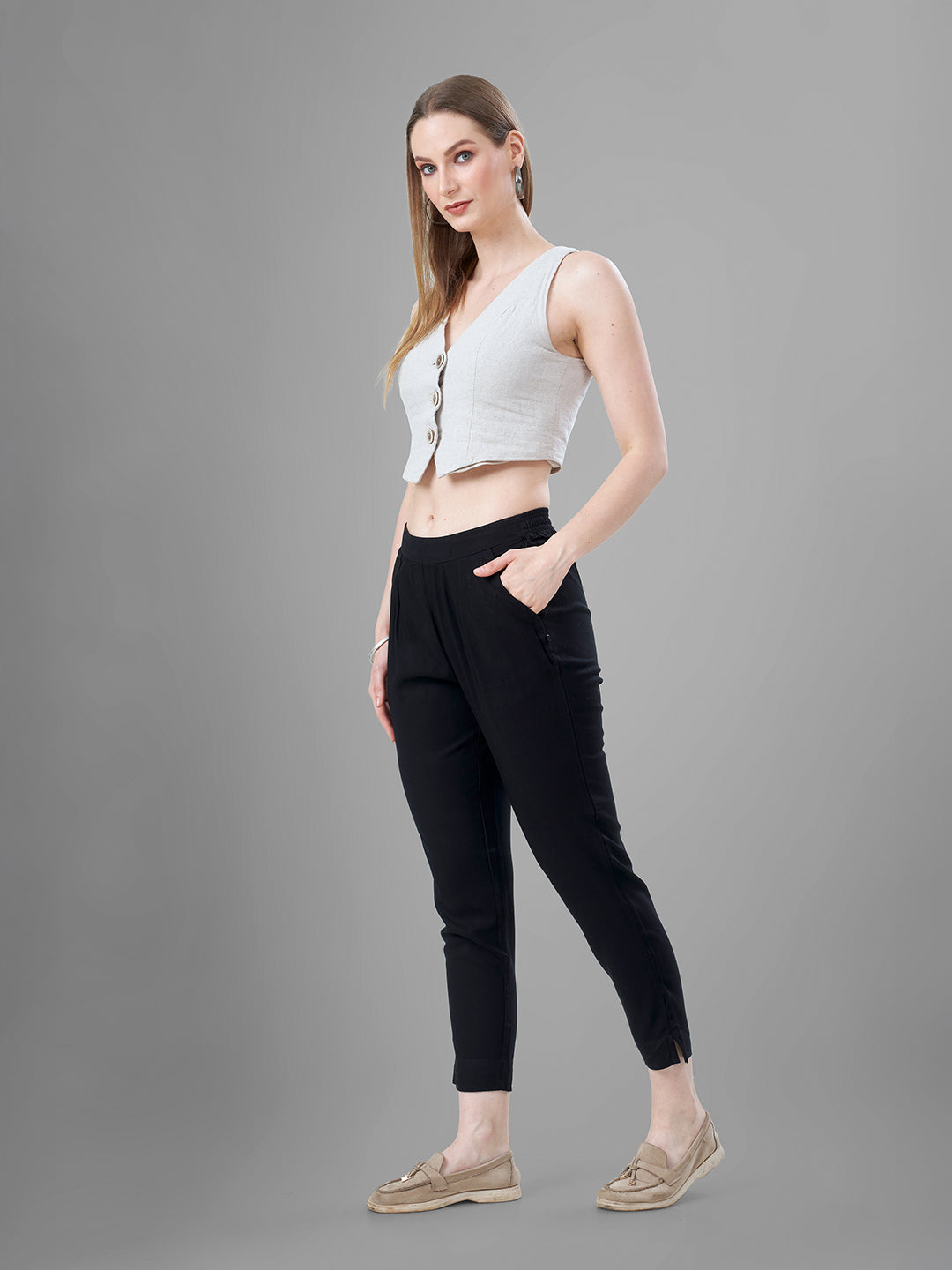 Black Trendy straight Kurti Pants for Women