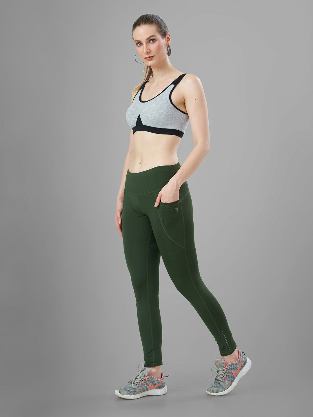 Olive Green Gym Tights for Women Online