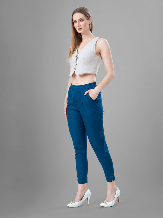 Trendy straight Kurti Pants for Women in Airforce