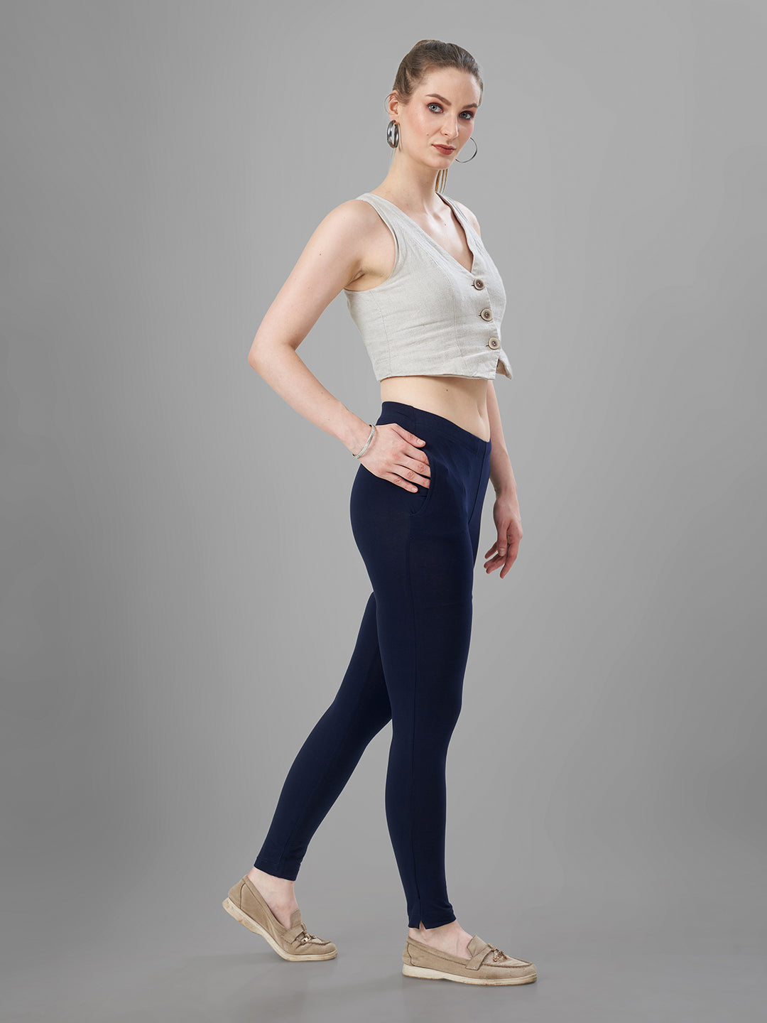 Navy Blue Straight Pants for Kurtis | Tittli