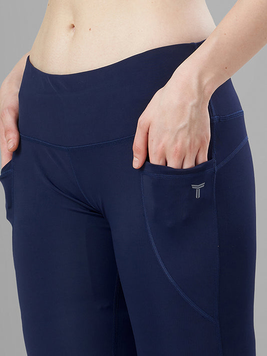 Navy Blue Gym Tights for Women Online Closer View