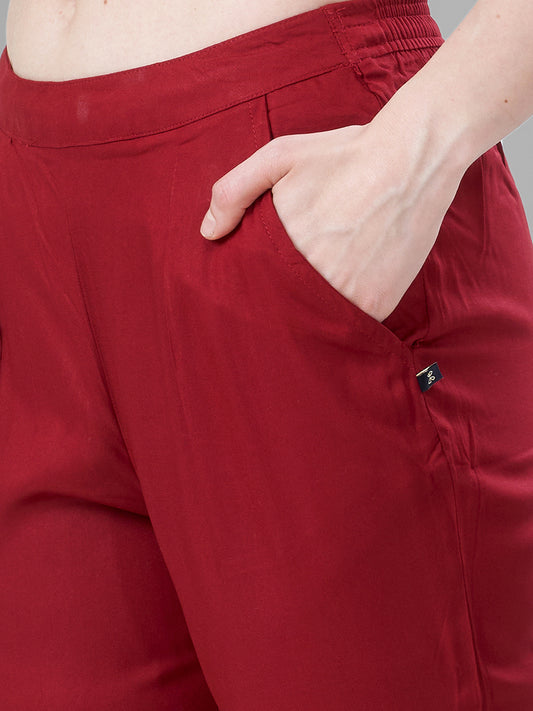 Maroon Trendy straight Kurti Pants for Women closer view