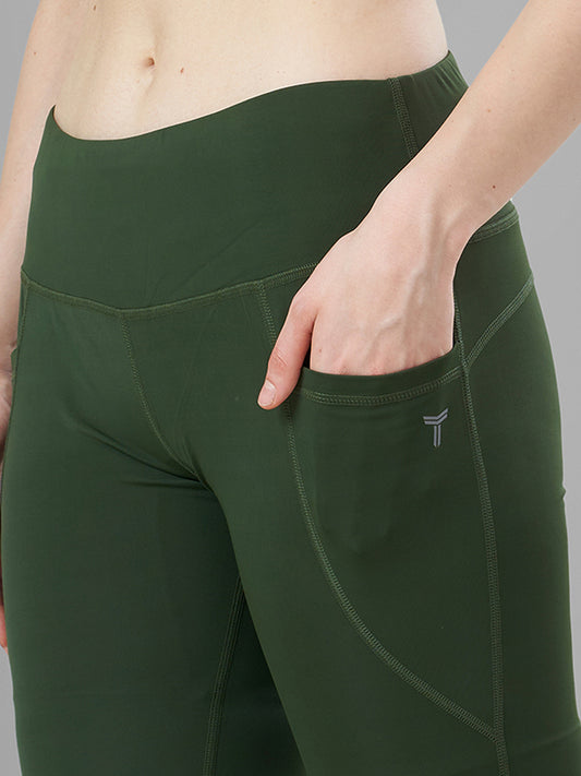 Olive Green Gym Tights for Women Closer Look