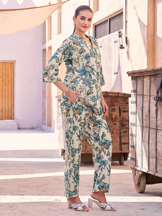 Airforce Floral Cotton Co Ord Set for Women India