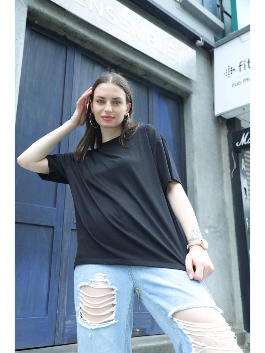 Black Oversized t shirt for women online India Tittli