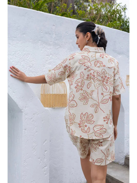 Golden shorts co ord set back view