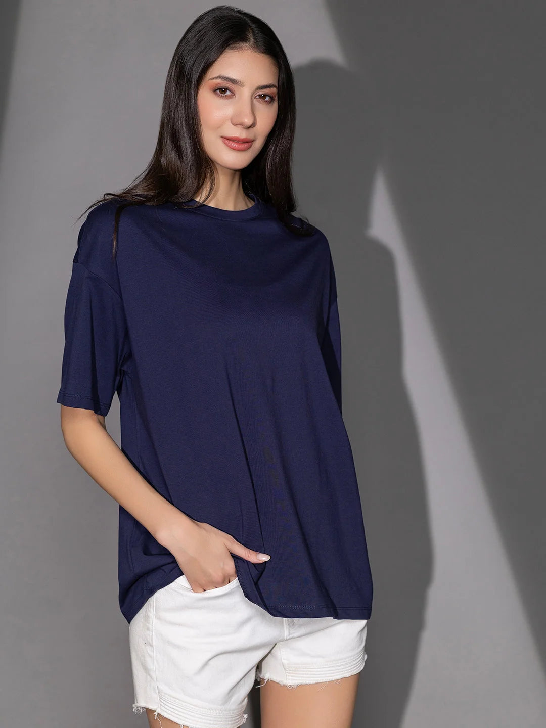 Navy Oversized t shirt for women online India Tittli