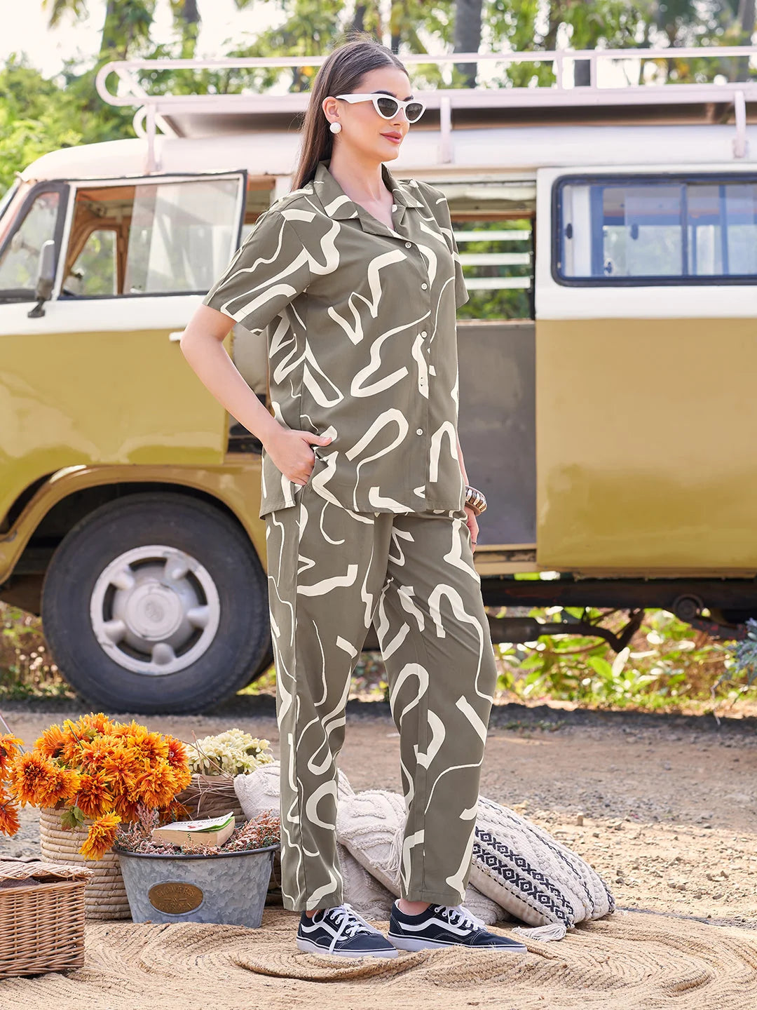 Olive ladies night suit right profile