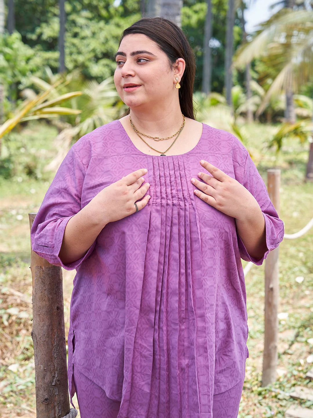 Onion Plus Size Pintuck Co ord Set for Women Online