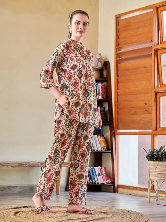 Pink & Black Printed cotton Co Ord Sets online