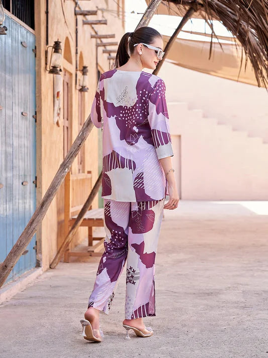 Pink casual Co Ord Sets Dresses for Women back view