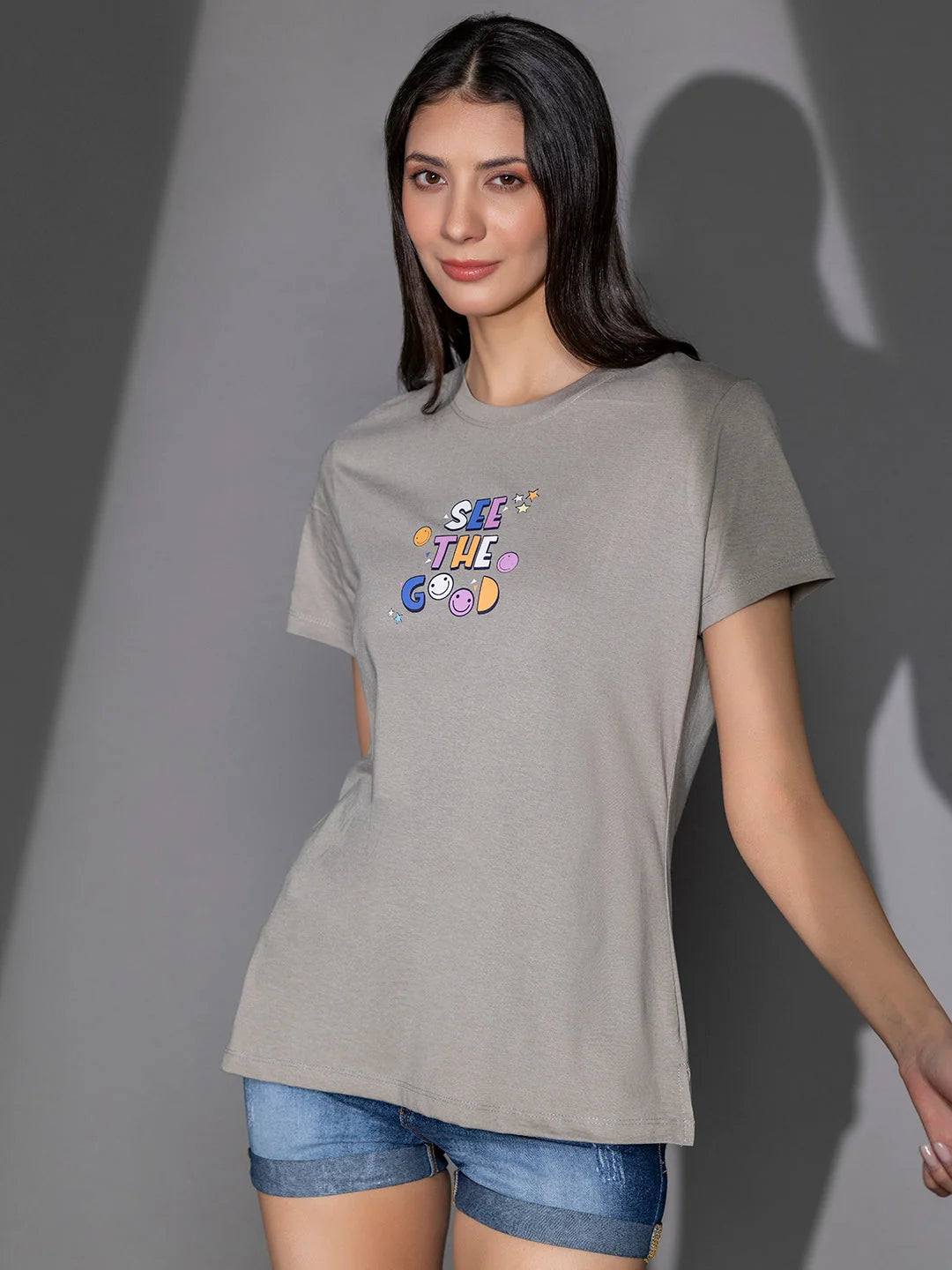 Printed t shirts for women online India Ash STG