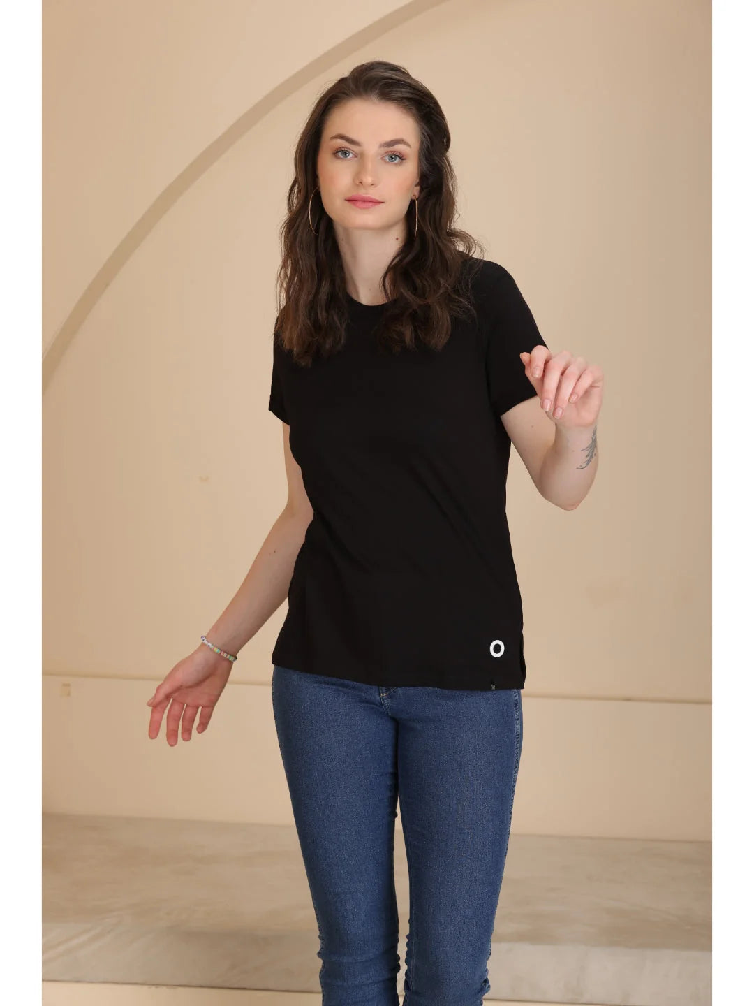 Black plain t shirts for women in India Tittli