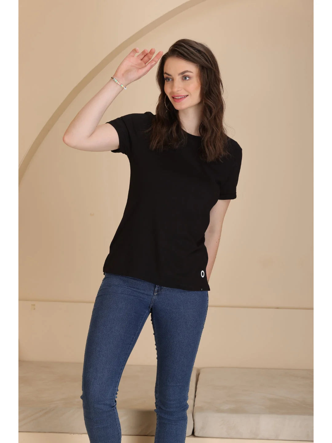 Black plain t shirts for women online Tittli