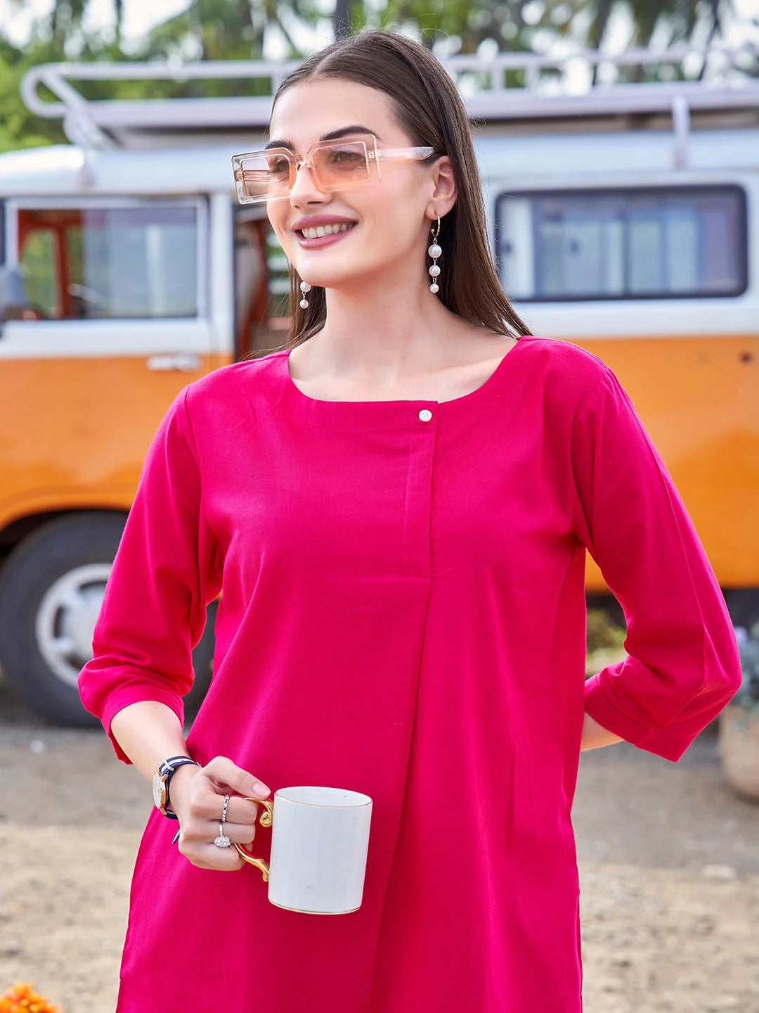 Dark Pink casual co ord set for women