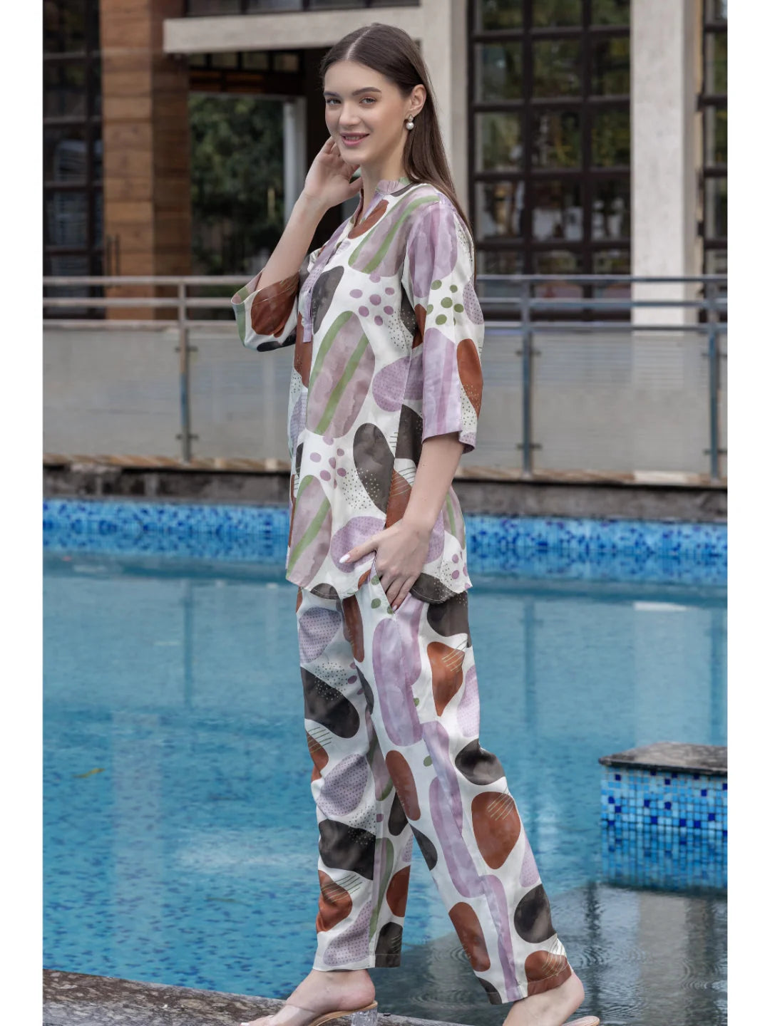 printed co ord set for women in Green