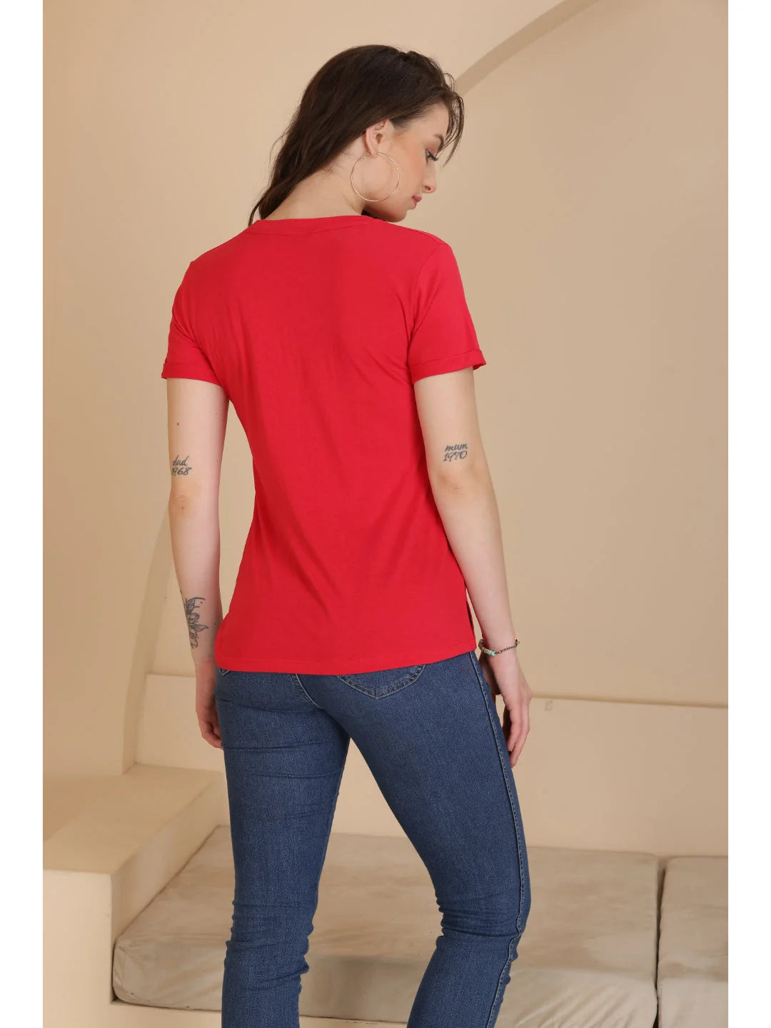 Red plain t shirts for women Tittli