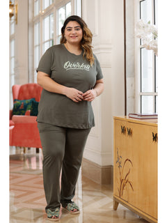 Ultra Comfy Plus Size Night Suit Set (Olive)