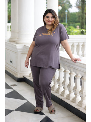 Ultra Comfy Plus Size Night Suit Set (Steel Grey)