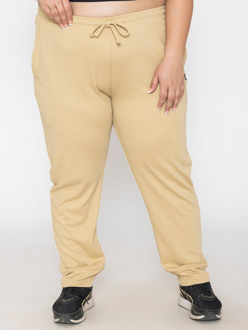 Cream Plus Size Joggers for Women