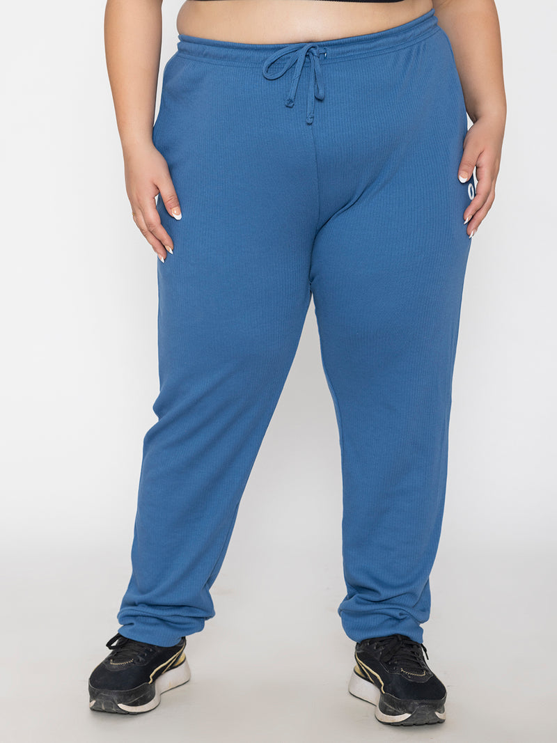 Plus Size Joggers for Women in Blue | Tittli