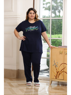 Ultra Comfy Plus Size Night Suit Set (Navy Blue)