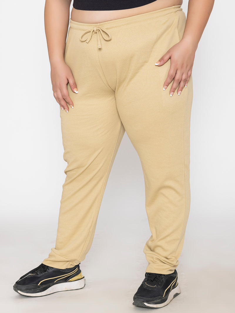 Cream Plus Size Joggers for Women | Tittli