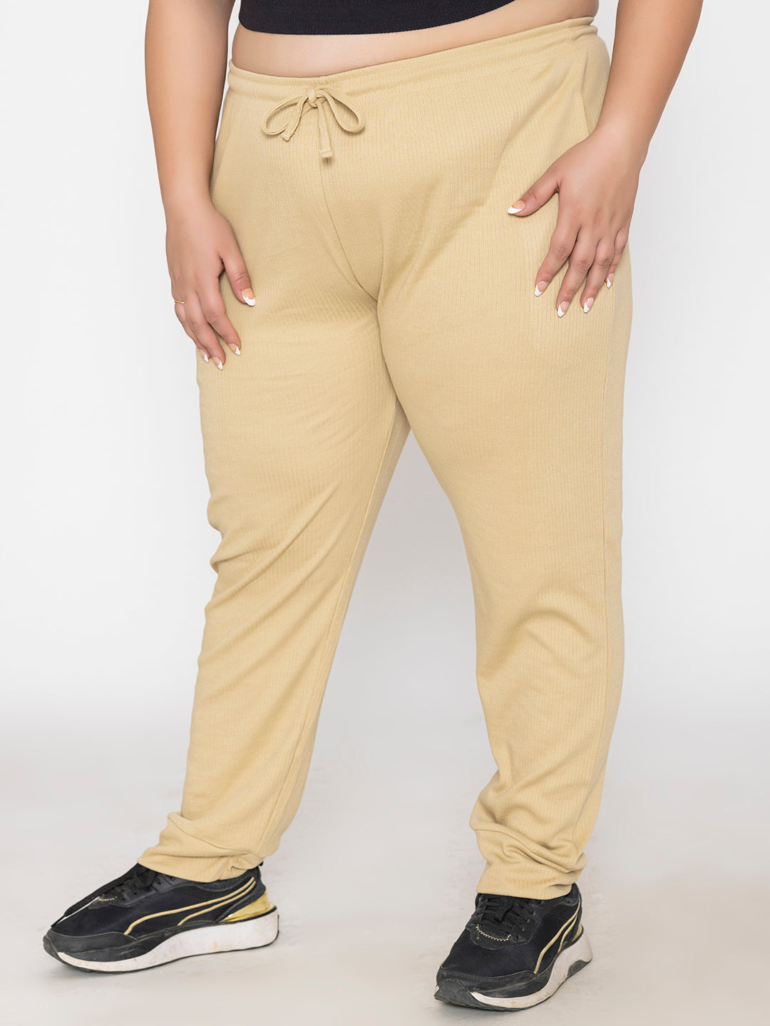 Cream Plus Size Joggers for Women | Tittli