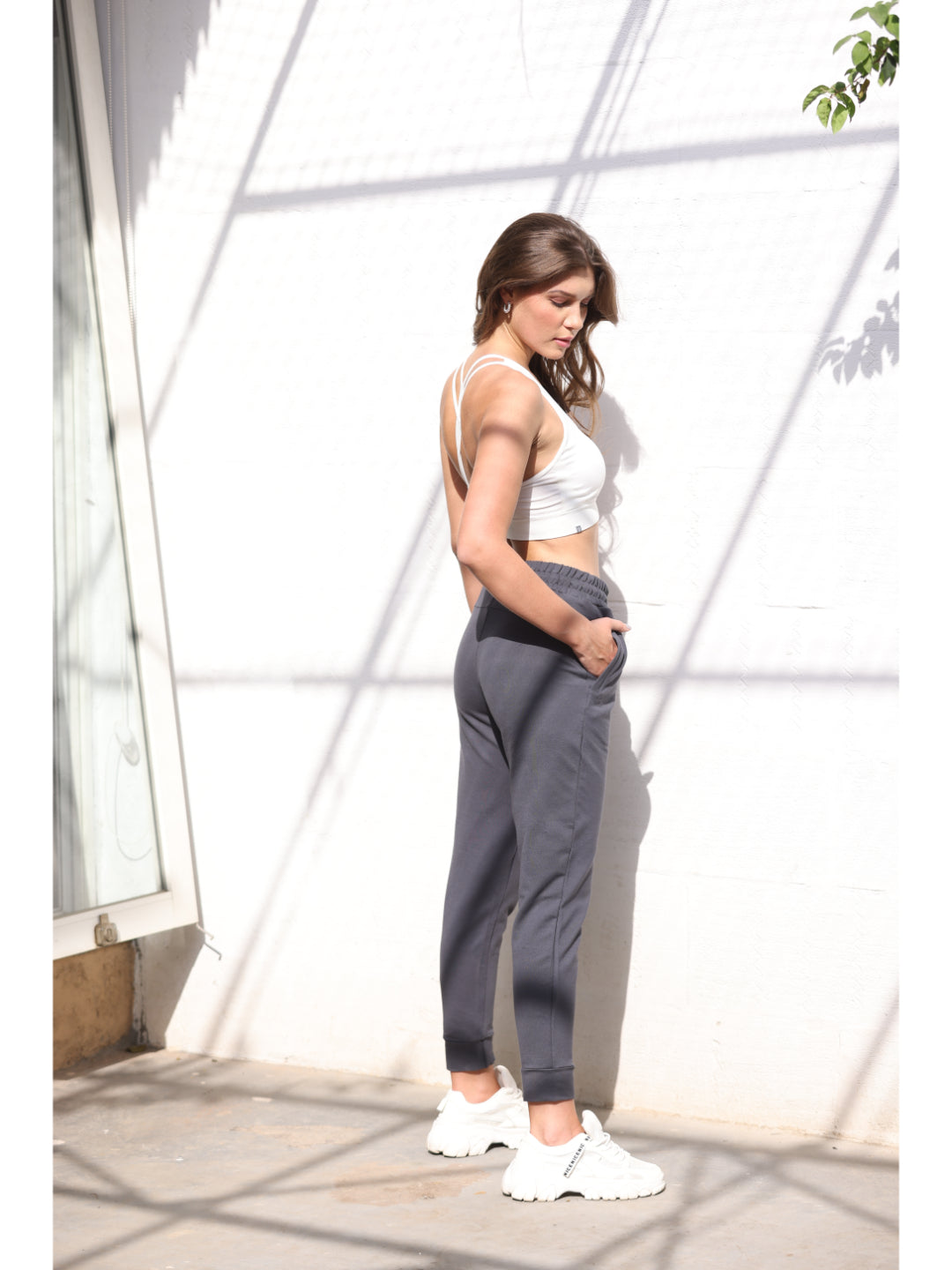 Grey Everyday Comfort Joggers for Women- back view