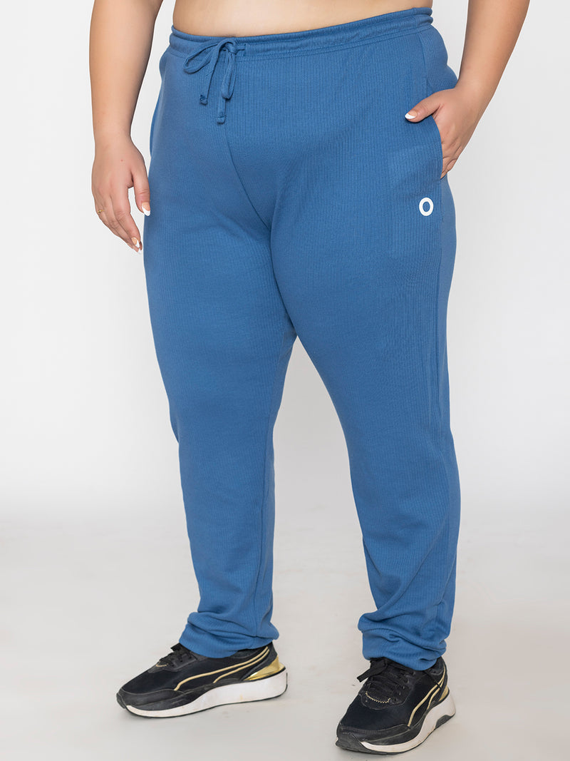 Blue Plus Size Joggers for Women