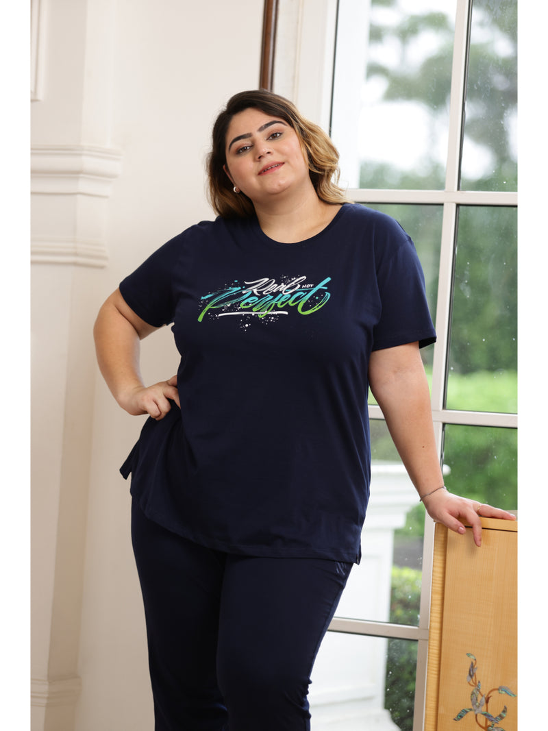 Ultra Comfy Plus Size Night Suit Set (Navy Blue)