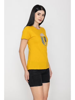 Short Sleeve T-Shirt For Women (Mustard)