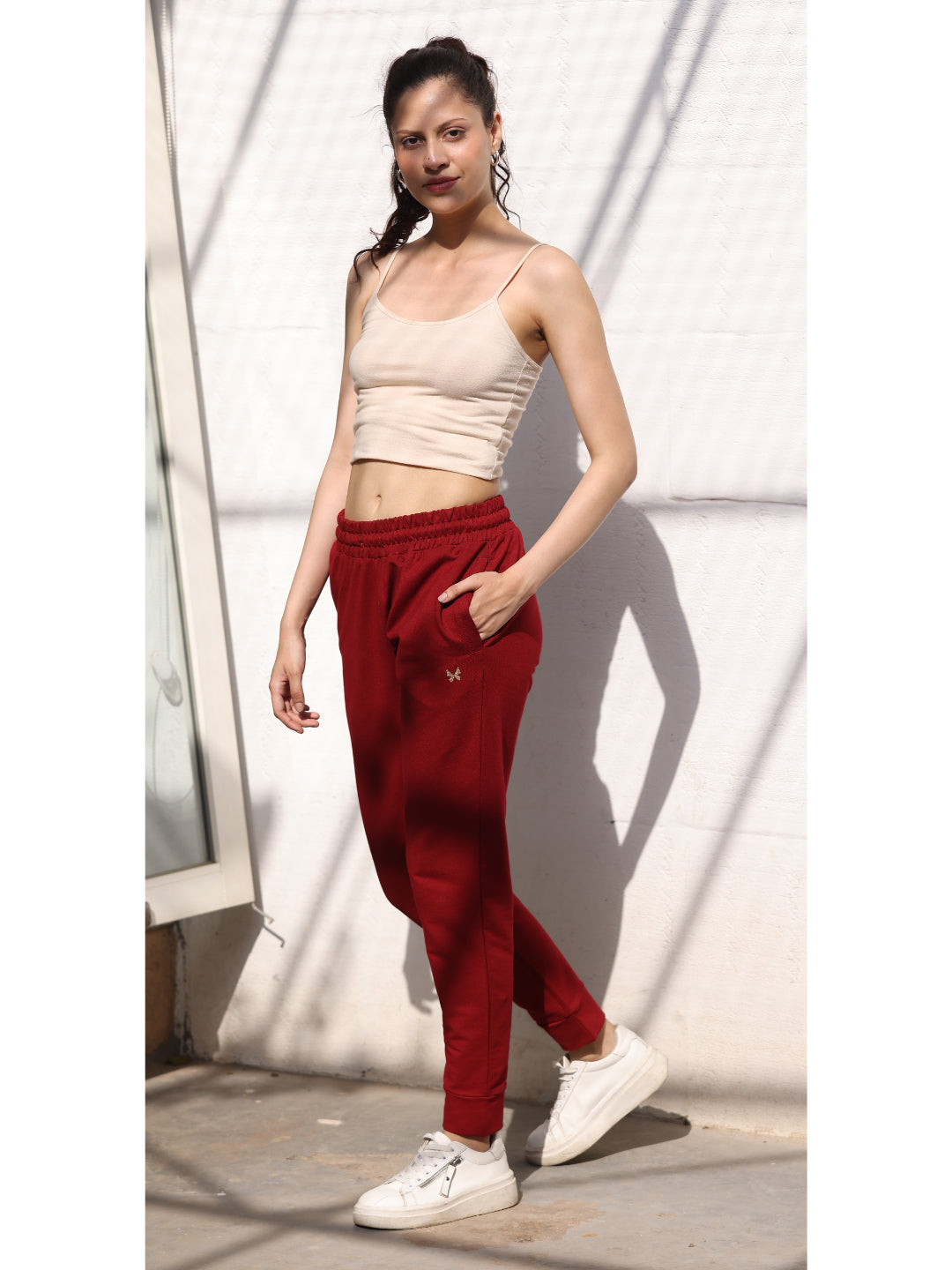 Maroon Everyday Comfort Joggers for Women | Tittli