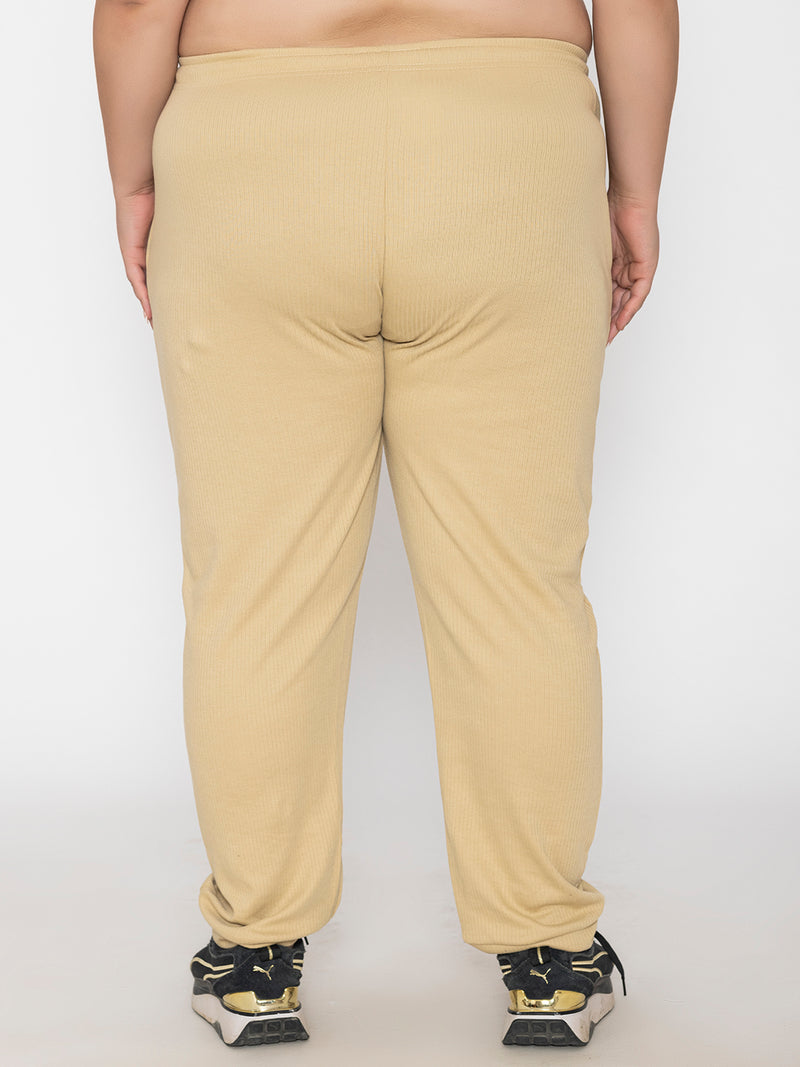 Plus Size Joggers for Women in cream - backview