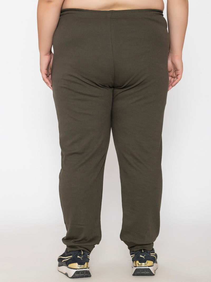 Plus Size Joggers for Women in B. Green- backview