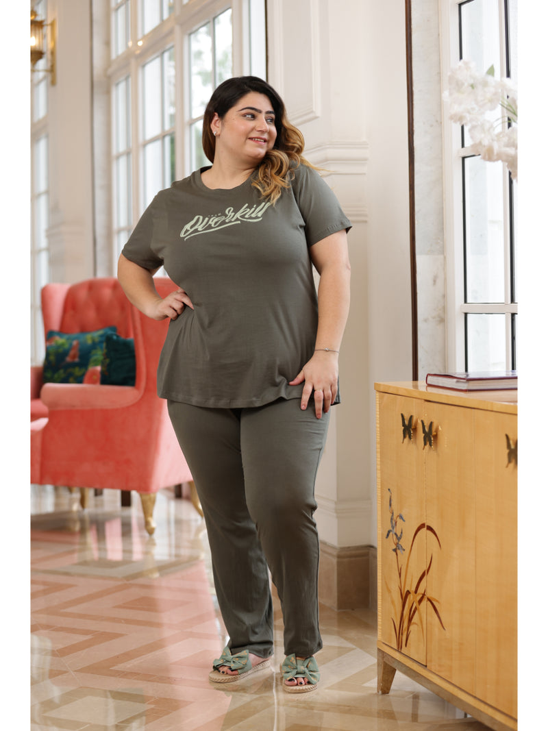 Ultra Comfy Plus Size Night Suit Set (Olive)