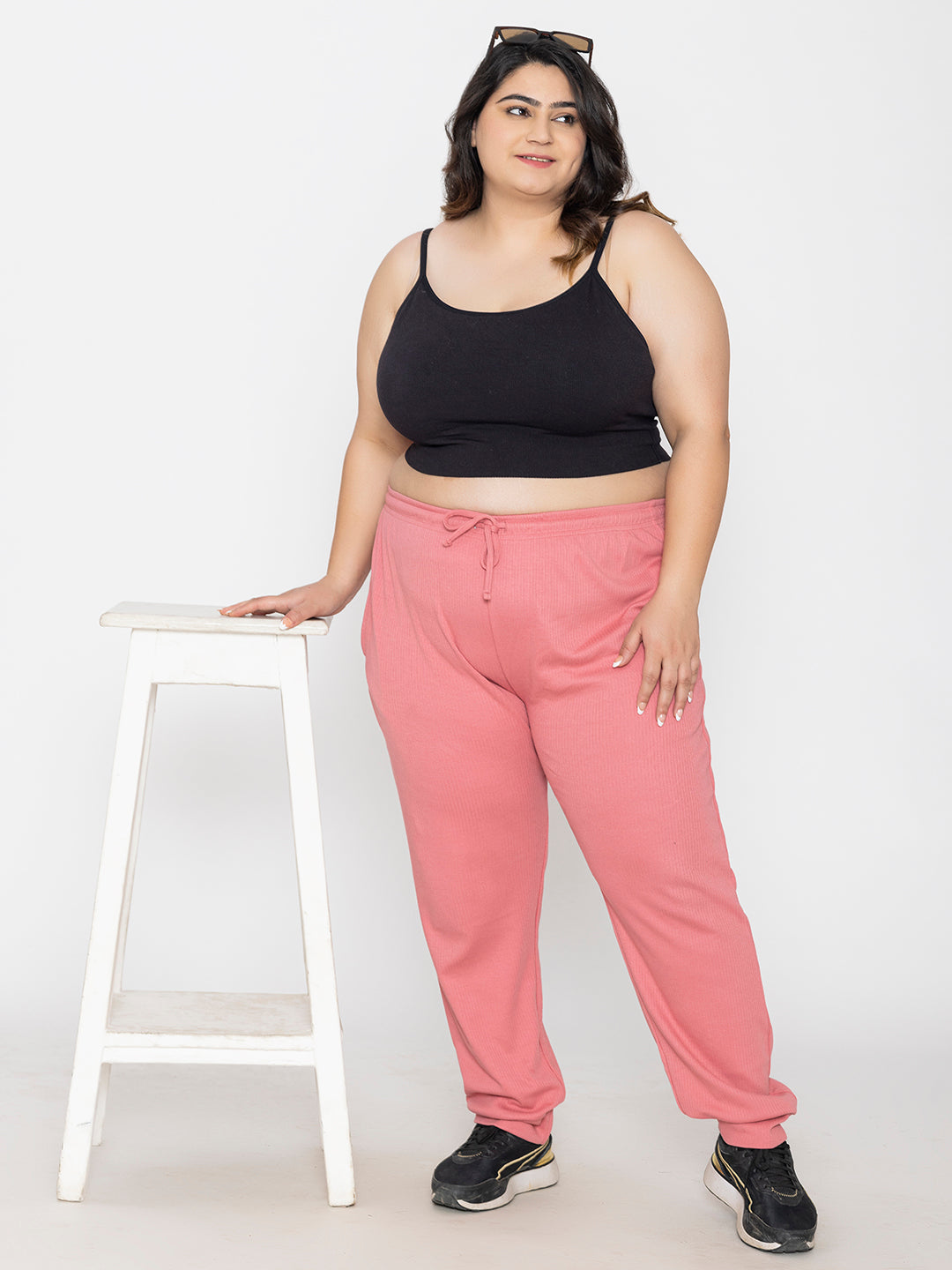 Plus Size Joggers for Women in Rose pink