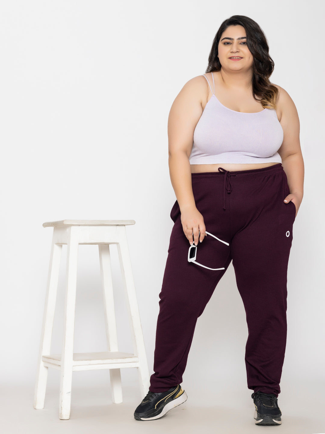 Plus Size Joggers for Women in Wine