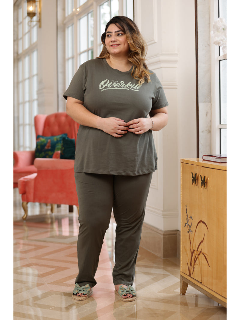 Ultra Comfy Plus Size Night Suit Set (Olive)