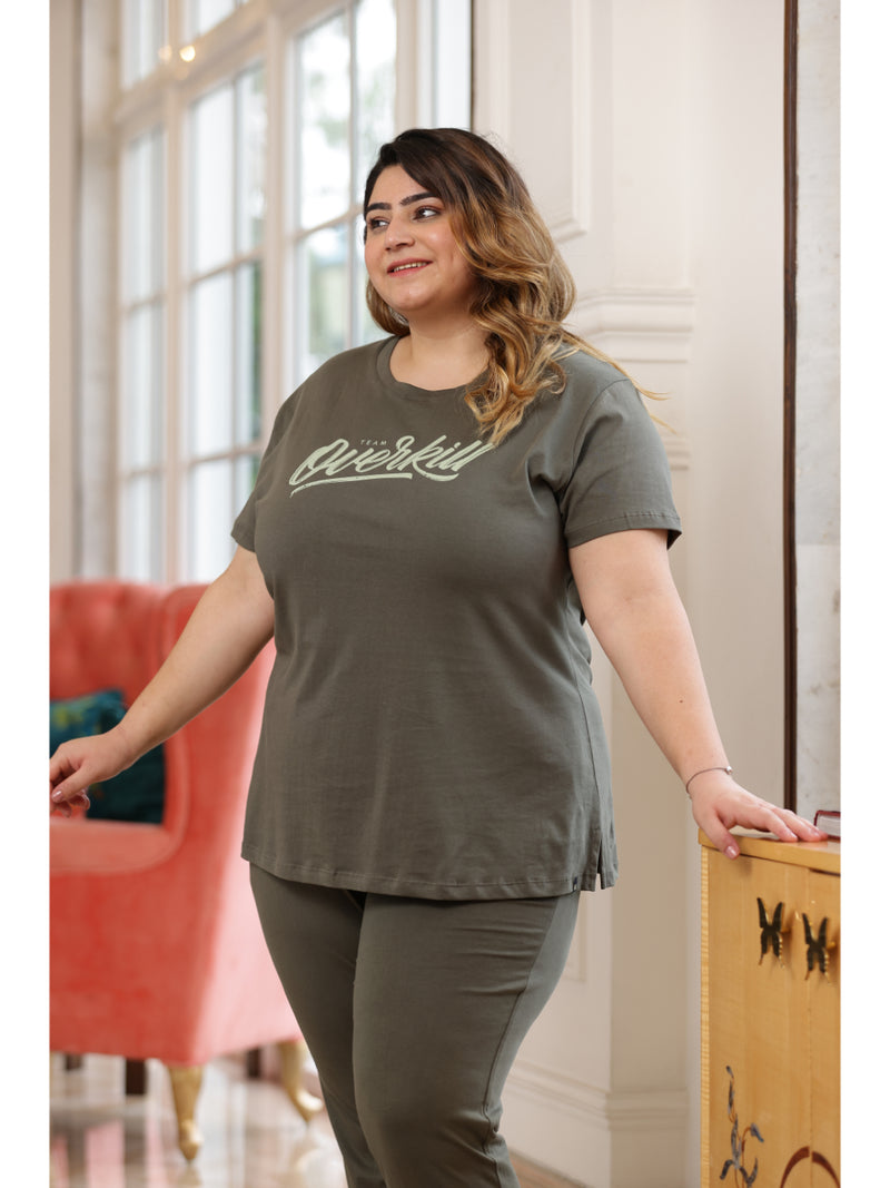 Ultra Comfy Plus Size Night Suit Set (Olive)