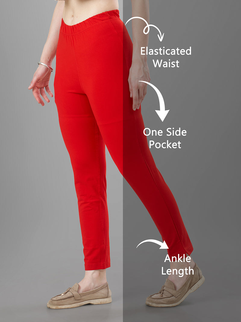 Red Straight Pants for Kurtis | Tittli