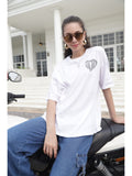 Oversized Back Printed T-Shirts For Women (White)