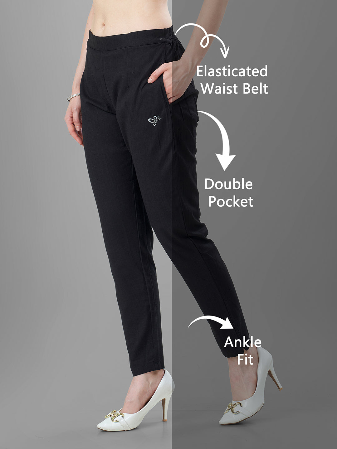 Buy Casual Pants for Women in black online | Tittli
