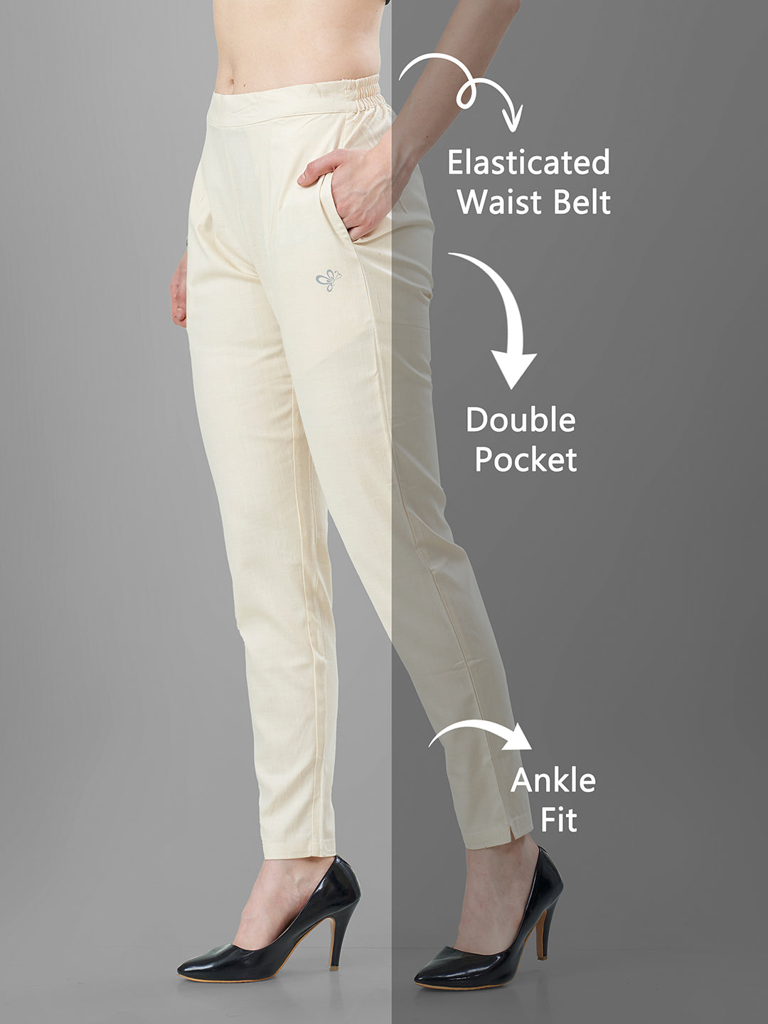 Buy Casual Pants for Women in Cream | Tittli