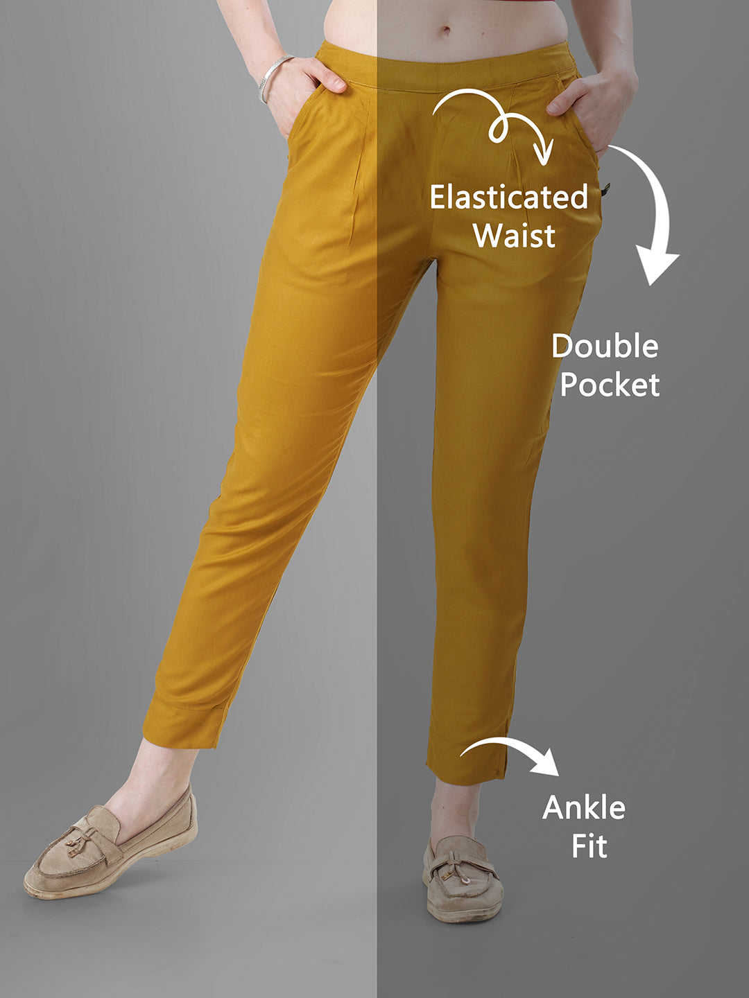 Mustard Trendy straight Kurti Pants for Women online | Tittli