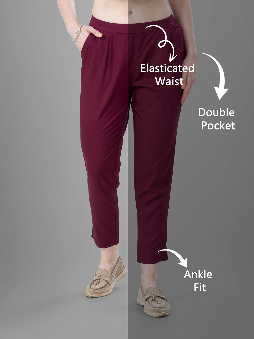 Wine Trendy straight Kurti Pants for Women | Tittli